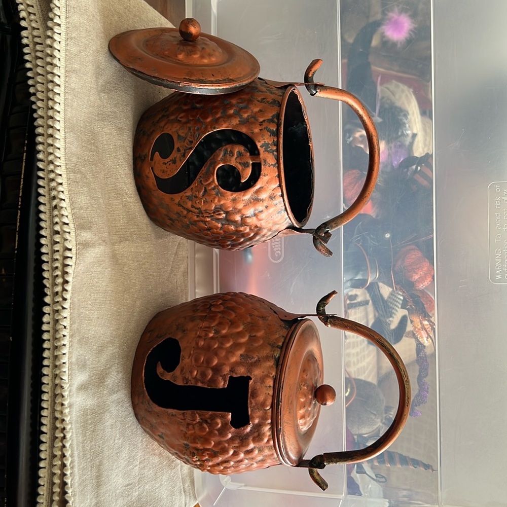 Copper monogram candle holder/lantern